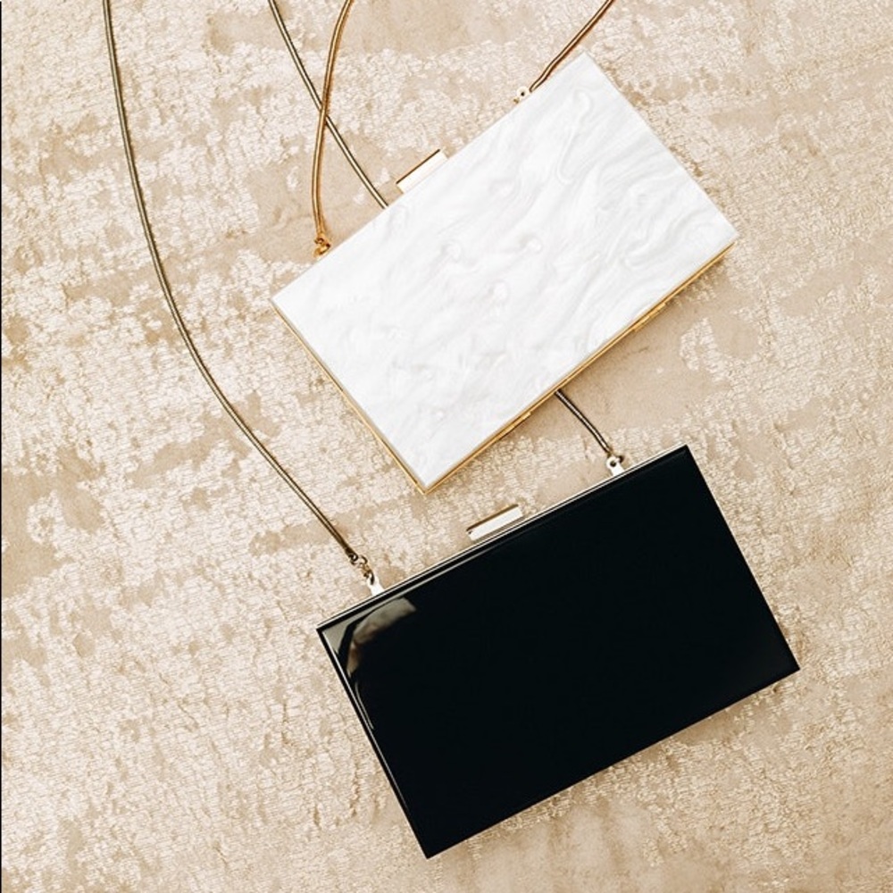 Rachel Zoe Pearl+ Black Acrylic Box Purse (BOTH)